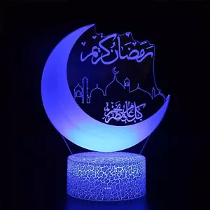 3D Acrylic Eid Ramadan Mubarak LED Night Lights Islamic Muslim Table Lamp Decor - Picture 1 of 8