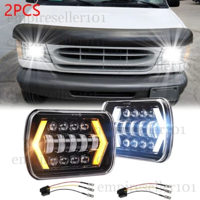 2pcs For Ford E-150 E-250 E-350 H6054 7x6" LED Headlights Sealed Beam Hi-Lo DRL - Image 1 of 4