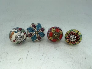 4 Pcs Mix LOT Ceramic Door Handles Pull ARTY MULTI COLOR Cupboard Drawer Knobs - Imagen 1 de 8