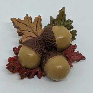 Vintage Punze Eichel & Blätter Brosche Anstecknadel - Bild 1 von 3