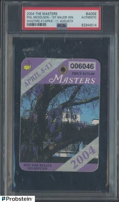Insignia de golf The Masters 2004 Phil Mickelson primera victoria importante Masters #1 8-11 de abril Foto 1 de 2