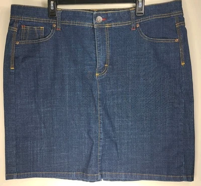 Wrangler Denim Pencil Skirt Women’s 18m Back Slit Western Midi Fall Dark Wash - Image 1 of 4