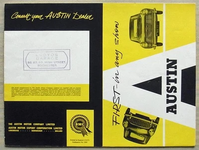 AUSTIN SEVEN SALOON & COUNTRYMAN In Range Sales Brochure 1961 #2054 A40 A110 ++ - Image 1 of 3