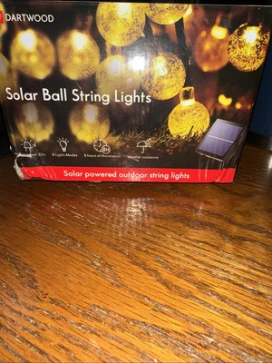 Dartwood 100 LED Solar String Ball Outdoor Lights - Warm White 39ft W/ 2 Panels - Image 1 of 3