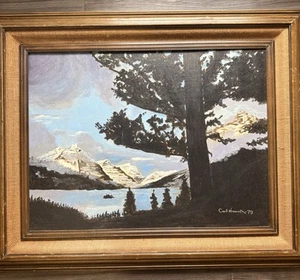 Carl Haworth 1979 Acryl - Glacier Park Landschaftsgemälde, gerahmt. (B80) - Bild 1 von 5