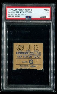 ABA Finals Rick Barry 44pts - 1972 PSA Ticket Indiana Pacers New Jersey Nets - Image 1 of 2