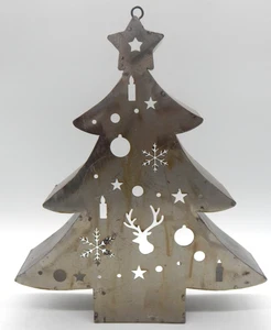 Portavelas Pottery Barn Metal Plata Árbol de Navidad Silueta Grande 18" De Colección - Imagen 1 de 6