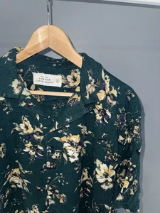 Abercrombie & Fitch Men’s Linen Blend Floral Print Green Button Up size Large - Picture 1 of 4