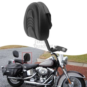 Adjustable Driver Rider Backrest Pad W/Pocket For Harley Heritage Softail/Fatboy - Picture 1 of 23