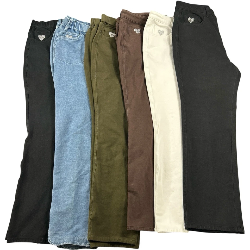 Quacker Factory DreamJeannes Pull-On Pants Jeans Sz 10 M Short Stretch Bling - Image 1 of 1