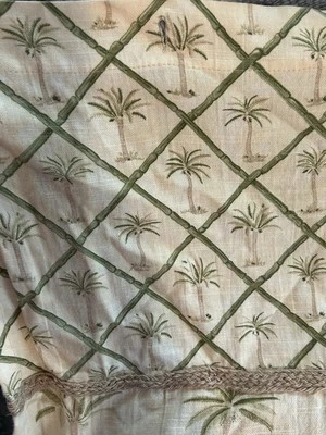 Waverly 大溪地棕榈树黄色绿色浴帘 100% 棉 — 第 1/4 张图片