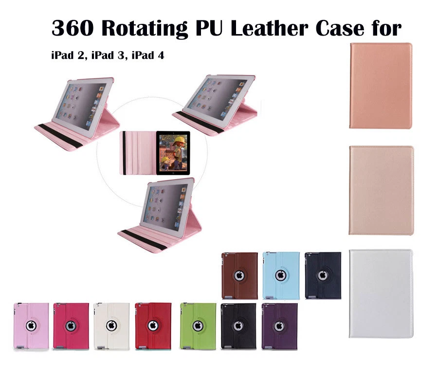 360°Rotate Litchi Grain PU Leather Cover Case for Apple iPad 2 3 4 - Image 1 of 1