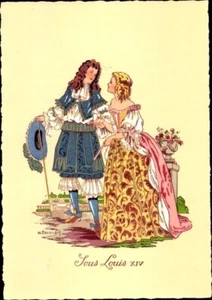 17th C. FASHION, A Couple in Louis XIV Period Dress; Artist Alfred Renaudin;MINT - Picture 1 of 2