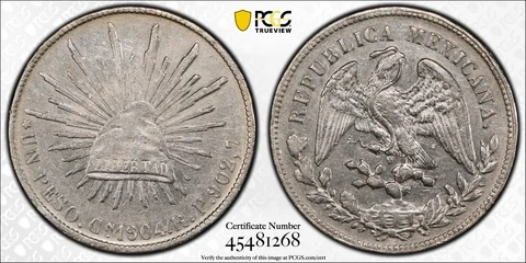1904 Cn RP PESO MEXICO KM#409 PCGS AU DETAILS #45481268 VERY SCARCE LOW MINTAGE! Cover