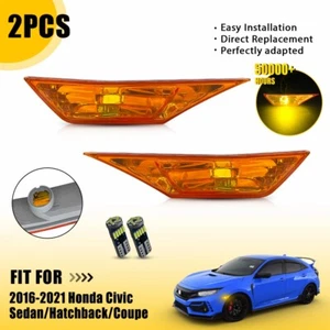 Pair LED Side Marker Lights Fit 2016 2017 2018 2019 2020 2021 Honda Civic Sedan - Foto 1 di 12