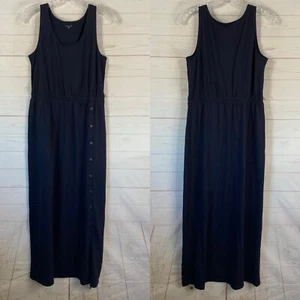 Garnet Hill Womens Tank Maxi Dress Sz Small Blue Organic Cotton Blend NWOT - Picture 1 of 11