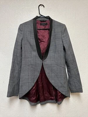 Rag and Bone Women’s Gray Hubert Jacket Blazer Wool Lamb Leather Sz 4 - Image 1 of 4