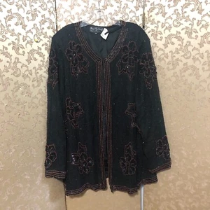 Royal Feelings Vintage Black Multi-Color Floral Jacket Size 4X - Picture 1 of 5