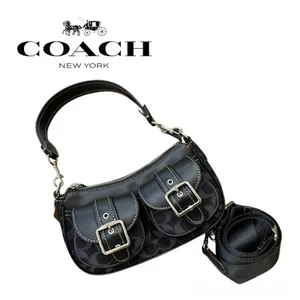 COACH CQ184 Ashton Baguette Signature Denim Handbag Shoulder Bag Women BRAND NEW - Picture 1 of 8