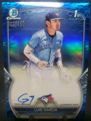 2023 Bowman Chrome 1st Blue Lunar Crater Luis Garcia Auto /150 - Image 1 of 2