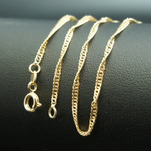 18k Gold F 46cm 18'' singapore necklace 3mm solid chain for pendant AUS MADE - Bild 1 von 5