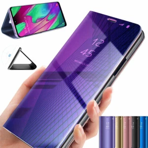 Clear View Flip Case für Samsung Galaxy A40 Spiegel Handyhülle Cover Handytasche - Bild 1 von 35