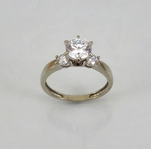 14K Engagement Ring White Gold CZ Lab Created Diamond Size 7, F3 - Picture 1 of 7