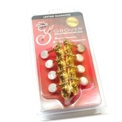 Grover Gold/Pearloid Button "F" Style Mandolin Tuners/Machines/Tuning Pegs 409FG - Image 1 of 2