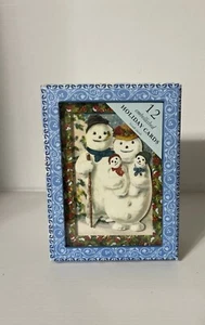 PUNCH STUDIO Christmas Cards Victorian Snowman NEW Box of 12, embellished - Picture 1 of 5