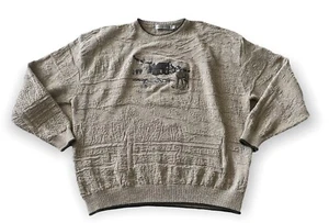Vintage 90s Shenandoah Mens Deer Fish Hunt Embroidered Knit Sweater USA Size XL - Picture 1 of 9