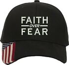 Faith Over Fear Embroidered Structured Adjustable One Size Fits All US Flag Bill