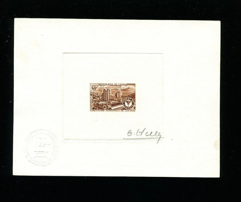 Congo 1969 Fauna Elephants Industry Sc 196 Signed Sunken DieArtistProof in Brown - Image 1 of 1