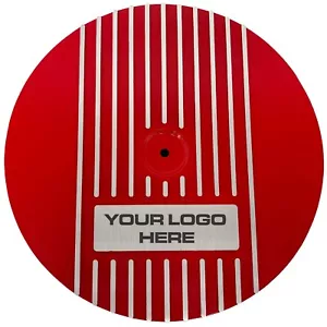 14" Round RED Air Cleaner Lid Kit - Raised Fins - Custom Engravable - Ansen USA - Foto 1 di 5