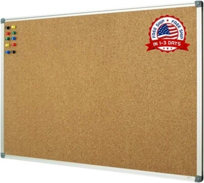 Tablero De Anuncios De Corcho Enmarcado De 36" x 24" Para La Decoración De La Of - Image 1 of 4