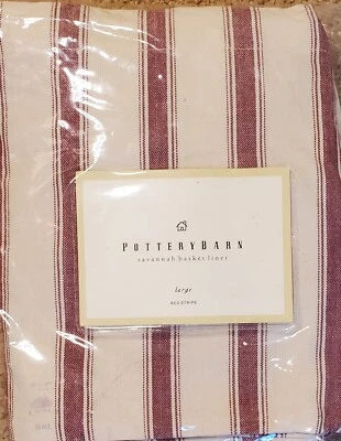Discontinued Pottery Barn Savannah Basket Liner Large Red Stripe - Image 1 of 2