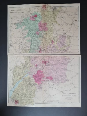 Pair of antique 1881 maps - Worcestershire & Gloucestershire - Bacon - Weller - Image 1 of 4