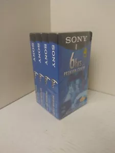 Paquete de 4 cintas de video en blanco premium Sony VHS T120VL 6 horas (2002) - nuevas selladas - Imagen 1 de 7
