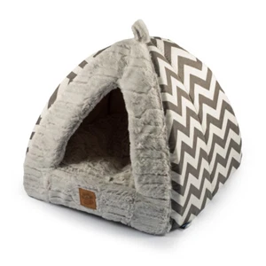 Cat Bed Igloo Ancol Cat Kitten & Small Dog Bed Plush Grey Cosy Fleece Pyramid - Picture 1 of 1