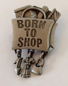 Born To Shop Dangle Charms Spooniques Lapel Pin - Picture 1 of 5