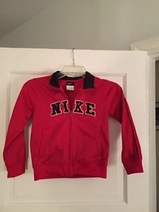 Nike Zip Up Athletic Lightweight Jacket Boys Size 5 In Red/black/white - Picture 1 of 10
