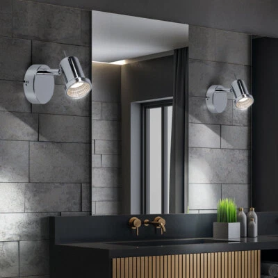 2x Faretto da Muro Lampada Parete Orientabile Cromo LED Letto Luce per - Immagine 1 di 4