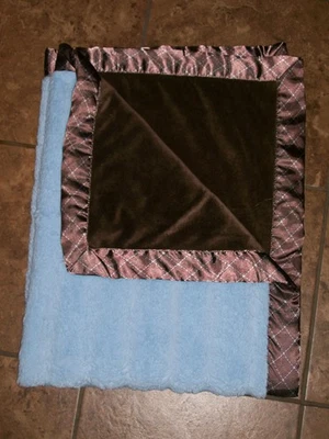 2010 Koala Baby Cobertor Azul Marrom Cetim Acabamento Diamante Pelúcia Macia 30 X 40 - Imagem 1 de 4