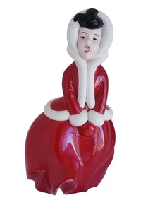 Estatuilla de cerámica pintada a mano vintage Atlantic Mold Christmas Caroler 1960 - Imagen 1 de 4