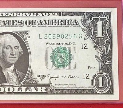 1963 B $1 DOLLAR BILL ( SAN FRANCISCO L ) UNCIRCULATED - Image 1 of 3