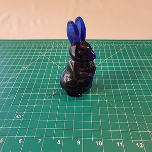 Vintage Glass Rabbit Cobalt Blue Standing Tall 5 inches RARE - Picture 1 of 11