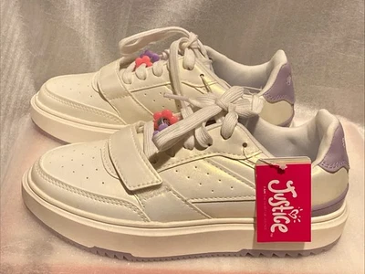 Justice Bead Low Court Pearl White Sneaker Shoes Girls Size 3 Lace Up - Image 1 of 4