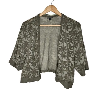 Torrid Green Daisy Open Front Cardigan Sheer Shrug Womens 1X 14 16 - Picture 1 of 5