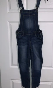 LEI Juniors Youth Girls L Stretch Bib Blue Denim Jeans Overalls Size Large - Picture 1 of 6