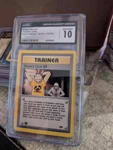 (POP 16) CGC 10 Gem Mint Blaine's Quiz #3 Gym Challenge 112/132 Pokemon 1st Ed. - Picture 1 of 4