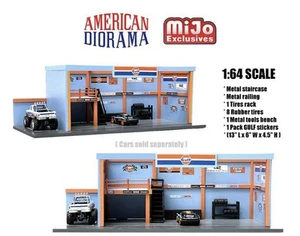 American Diorama 1:64 Diorama de garaje con calcomanías Auto World GULF incluidas - Imagen 1 de 2